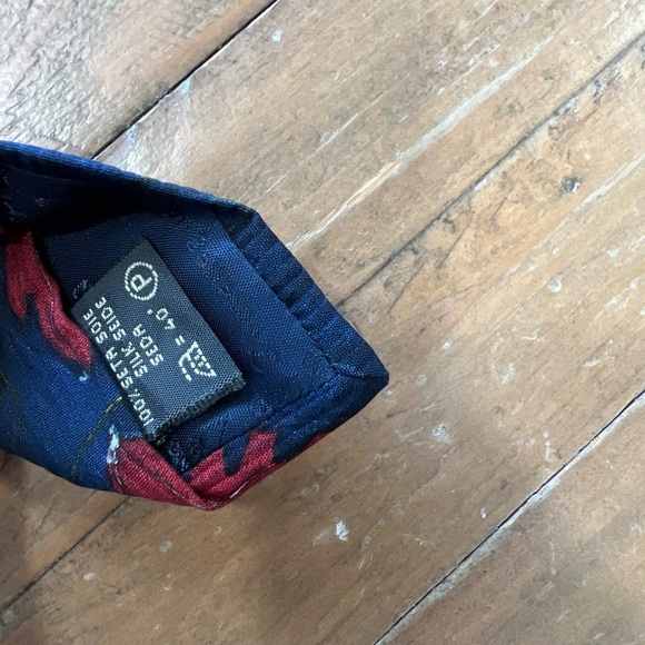 ERMENEGILDO ZEGNA Tie 100% Silk Blue Gold Leaf Print Necktie ITALY Luxury - Picture 6 of 6